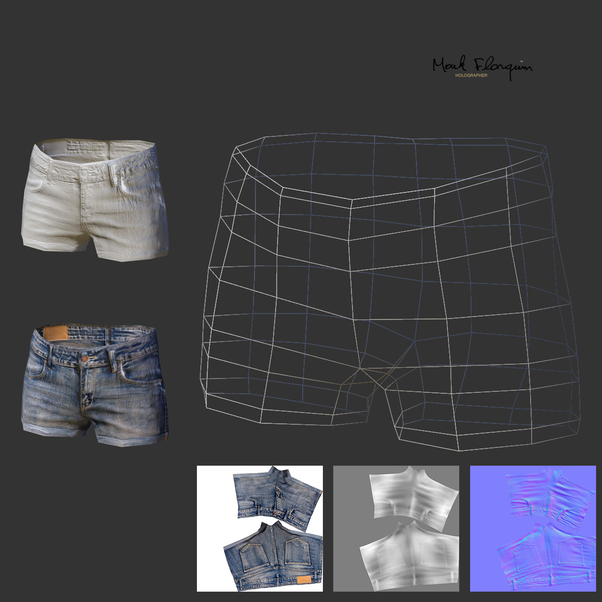 Jeans Hotpants Low-poly 3D model_4
