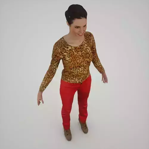 3D Girl in Red Pants