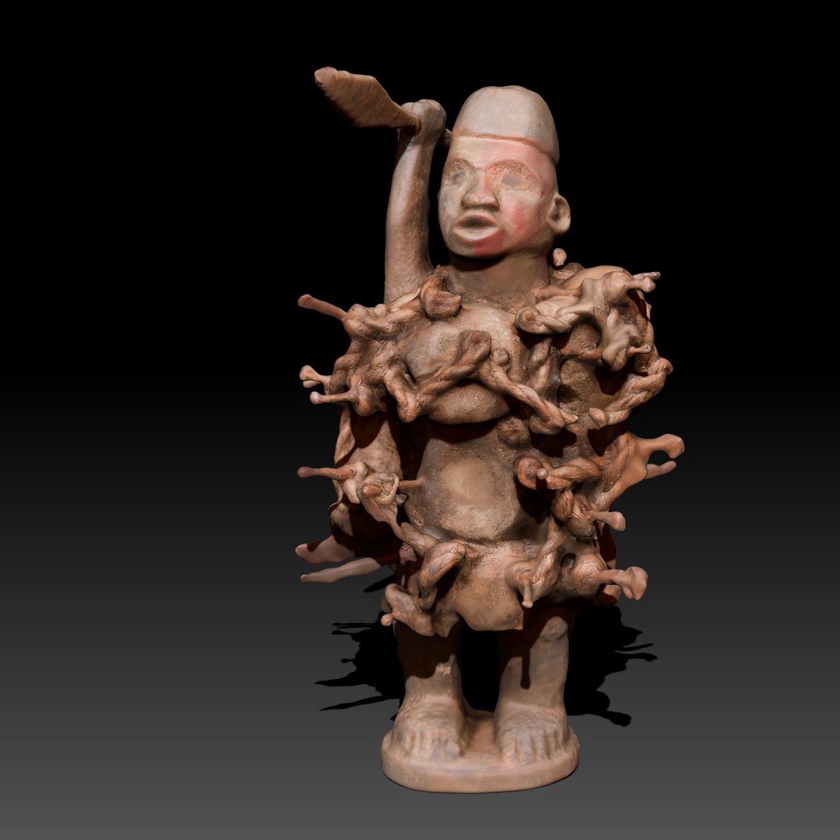 Spearman clay statue of man holding knife Low-poly 3D model_3