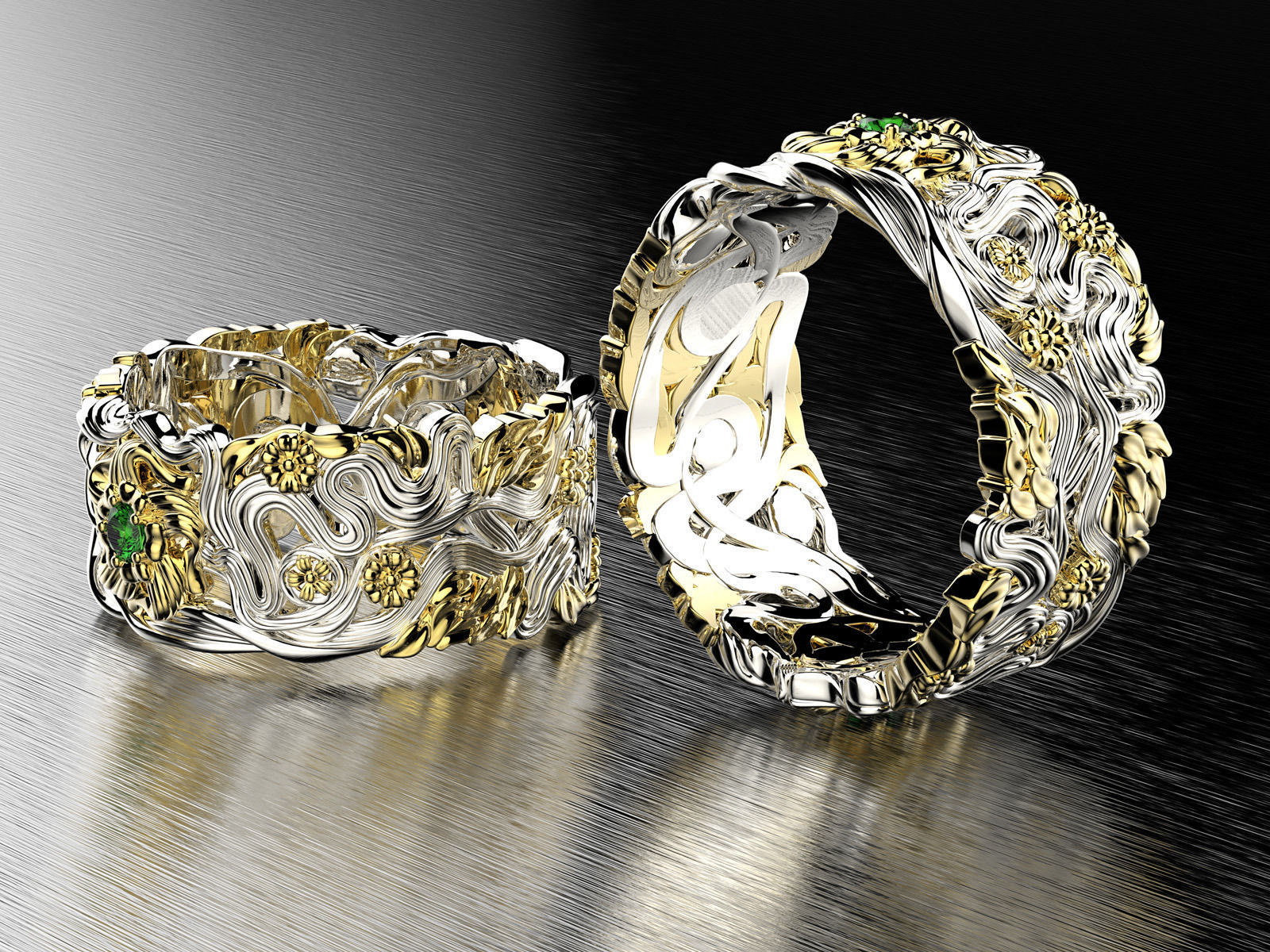 Fashion wedding ring set 0118 3D print model_2