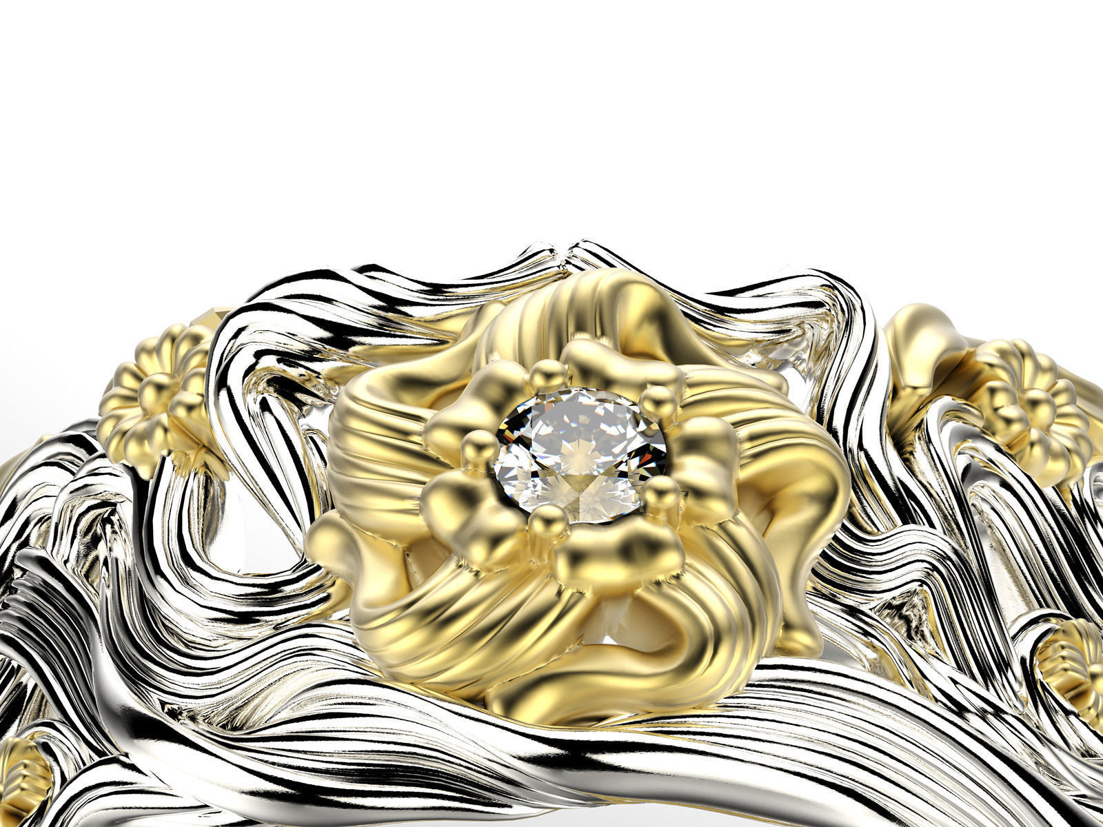 Fashion wedding ring set 0118 3D print model_4