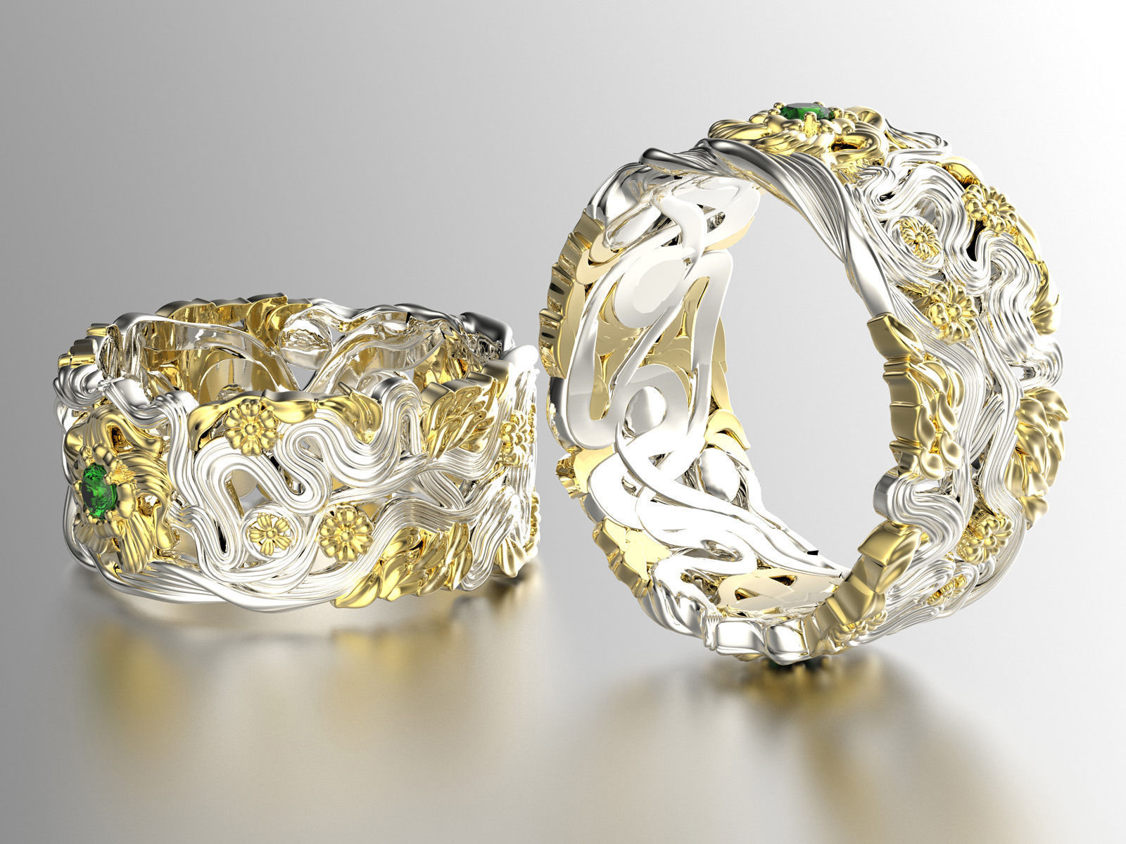 Fashion wedding ring set 0118 3D print model_3