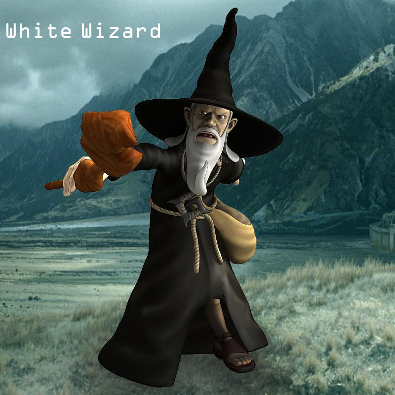 White Wizard Low-poly 3D model_7