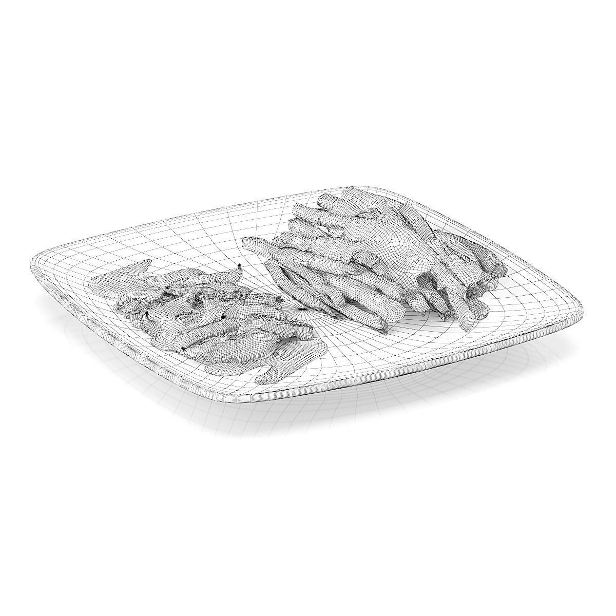 Chicken breast with french fries 3D model_1