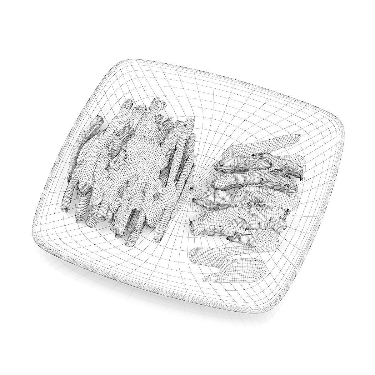 Chicken breast with french fries 3D model_7