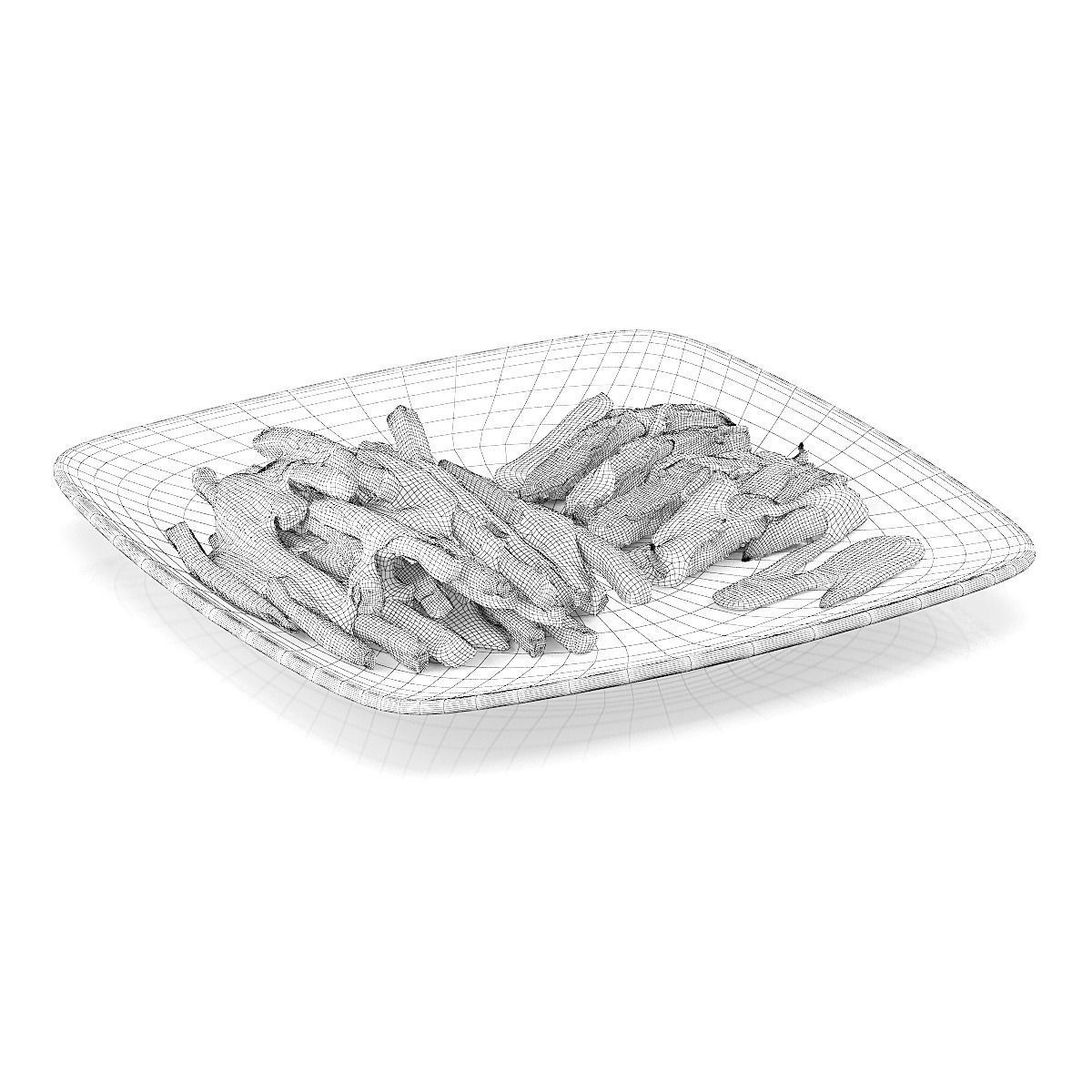 Chicken breast with french fries 3D model_2