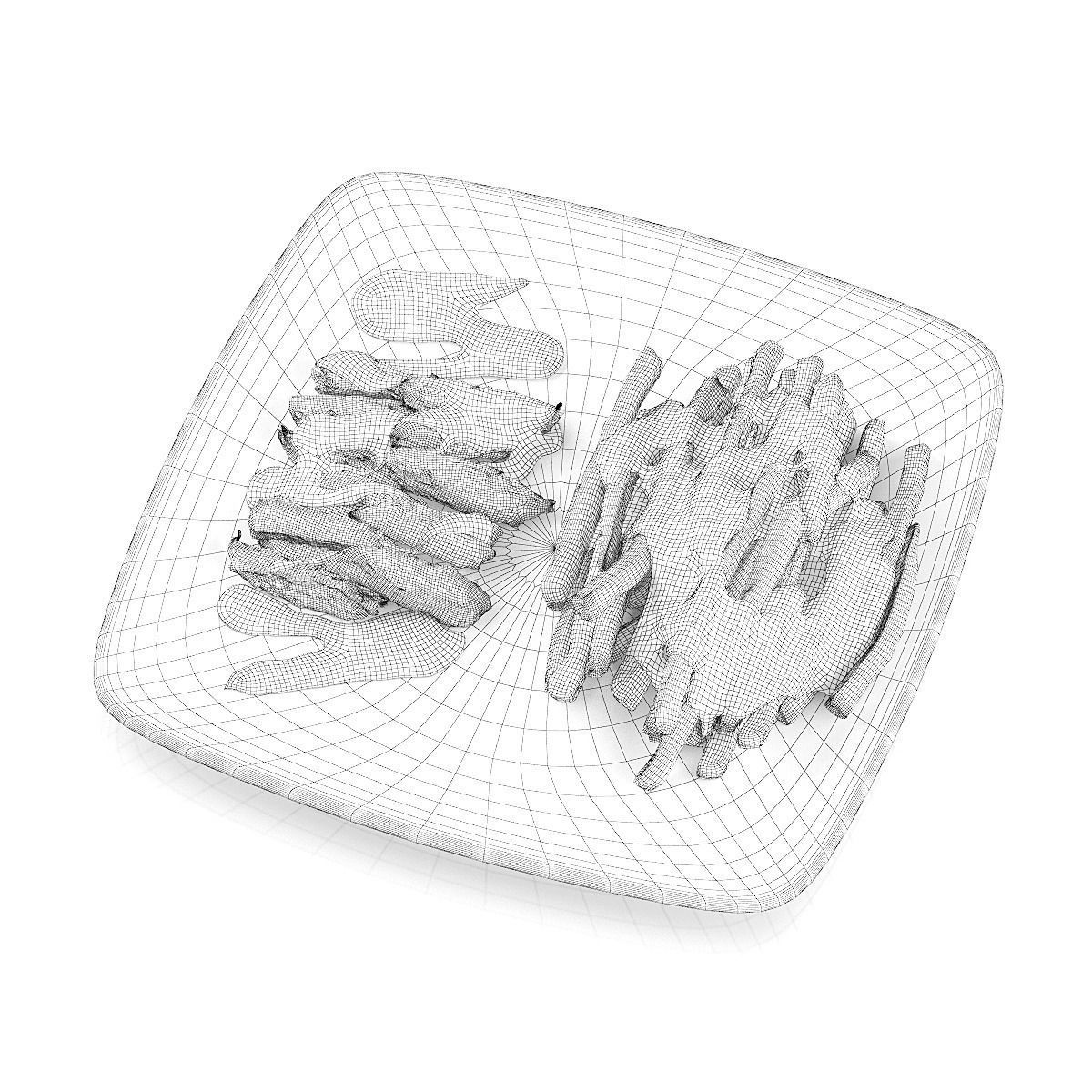 Chicken breast with french fries 3D model_4