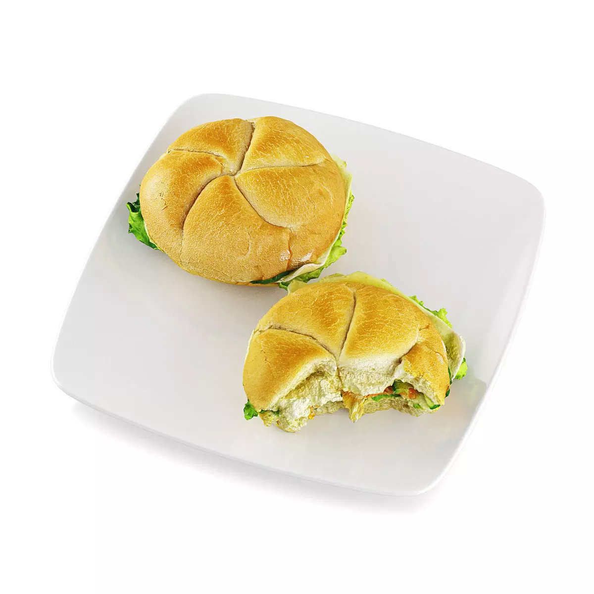 Sandwiches two on plate 3D model