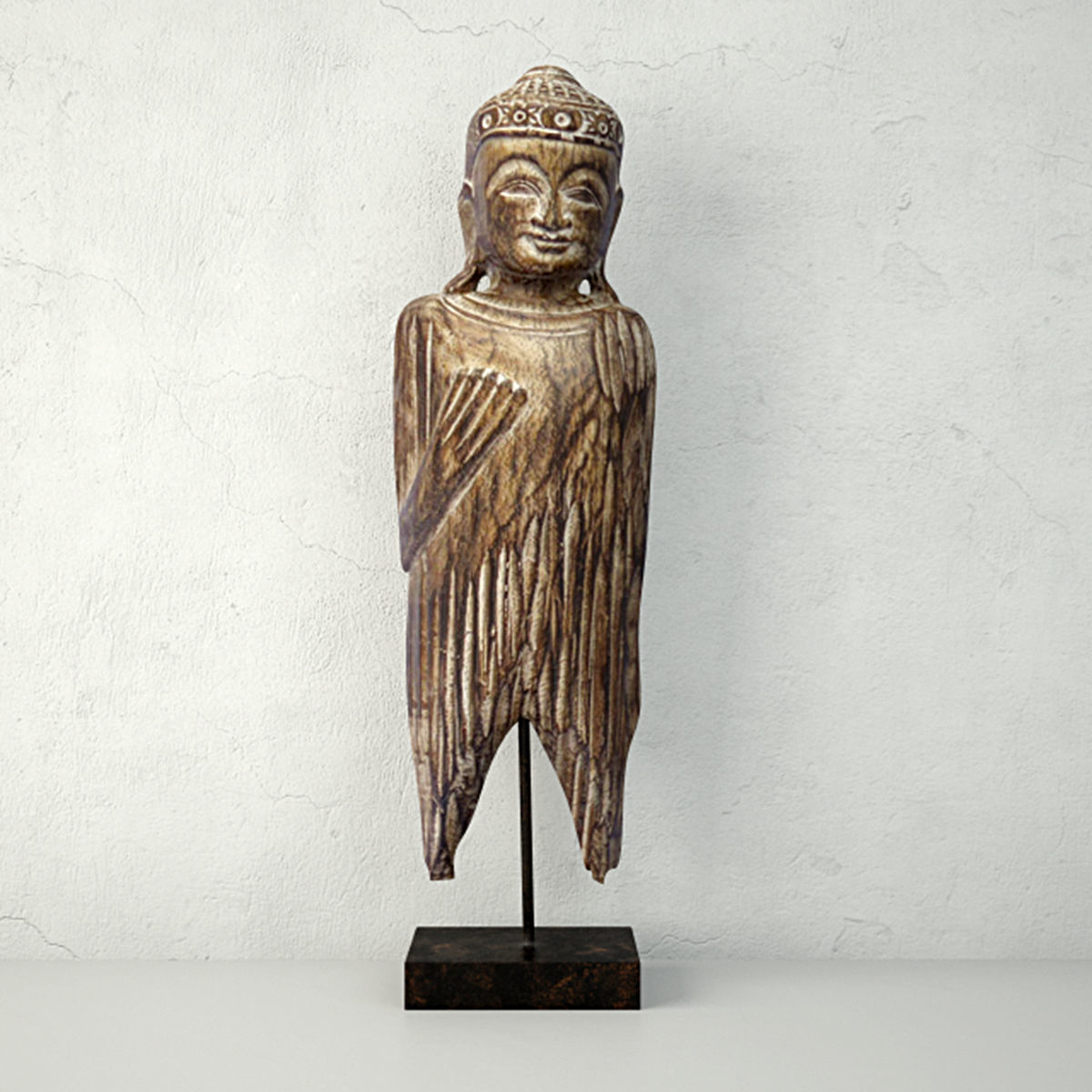 Albesia Wood Buddha Decoration 3D model_1