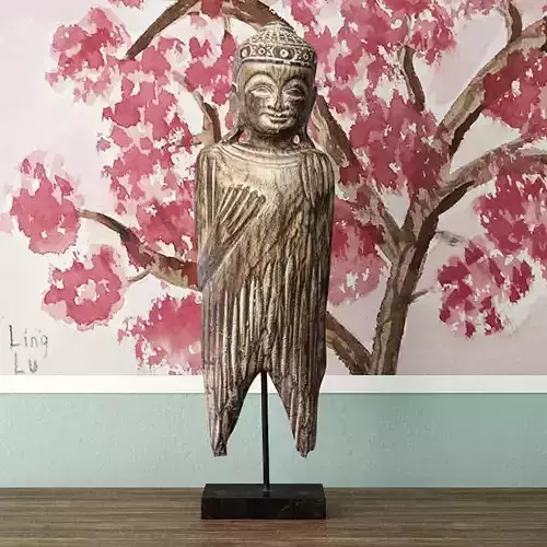 Albesia Wood Buddha Decoration 3D model