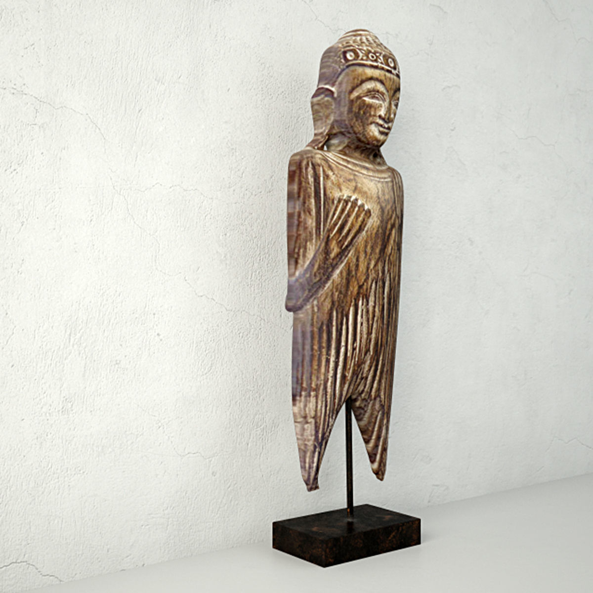 Albesia Wood Buddha Decoration 3D model_3