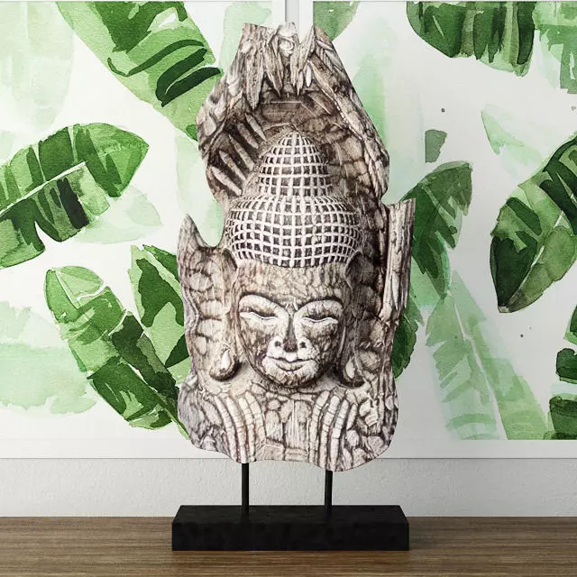 Albesia Wood Buddha Decoration 2 3D model_0