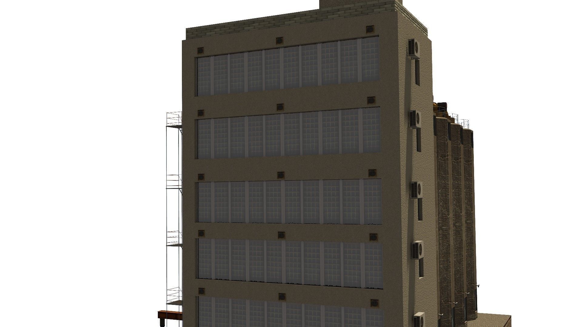 Silo grain Low-poly 3D model_5