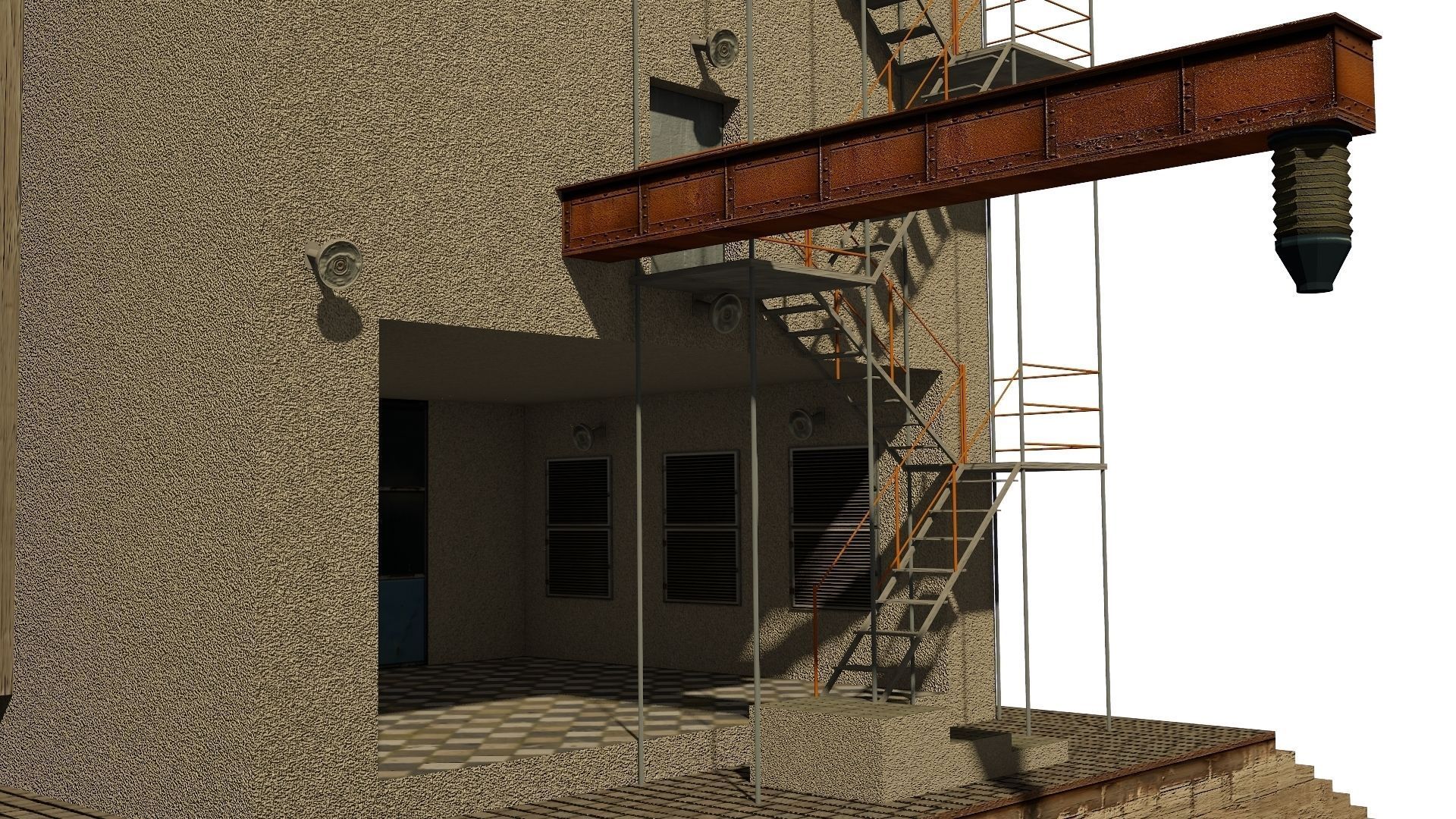 Silo grain Low-poly 3D model_18