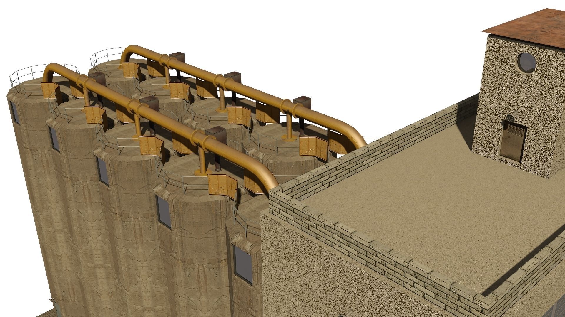 Silo grain Low-poly 3D model_17