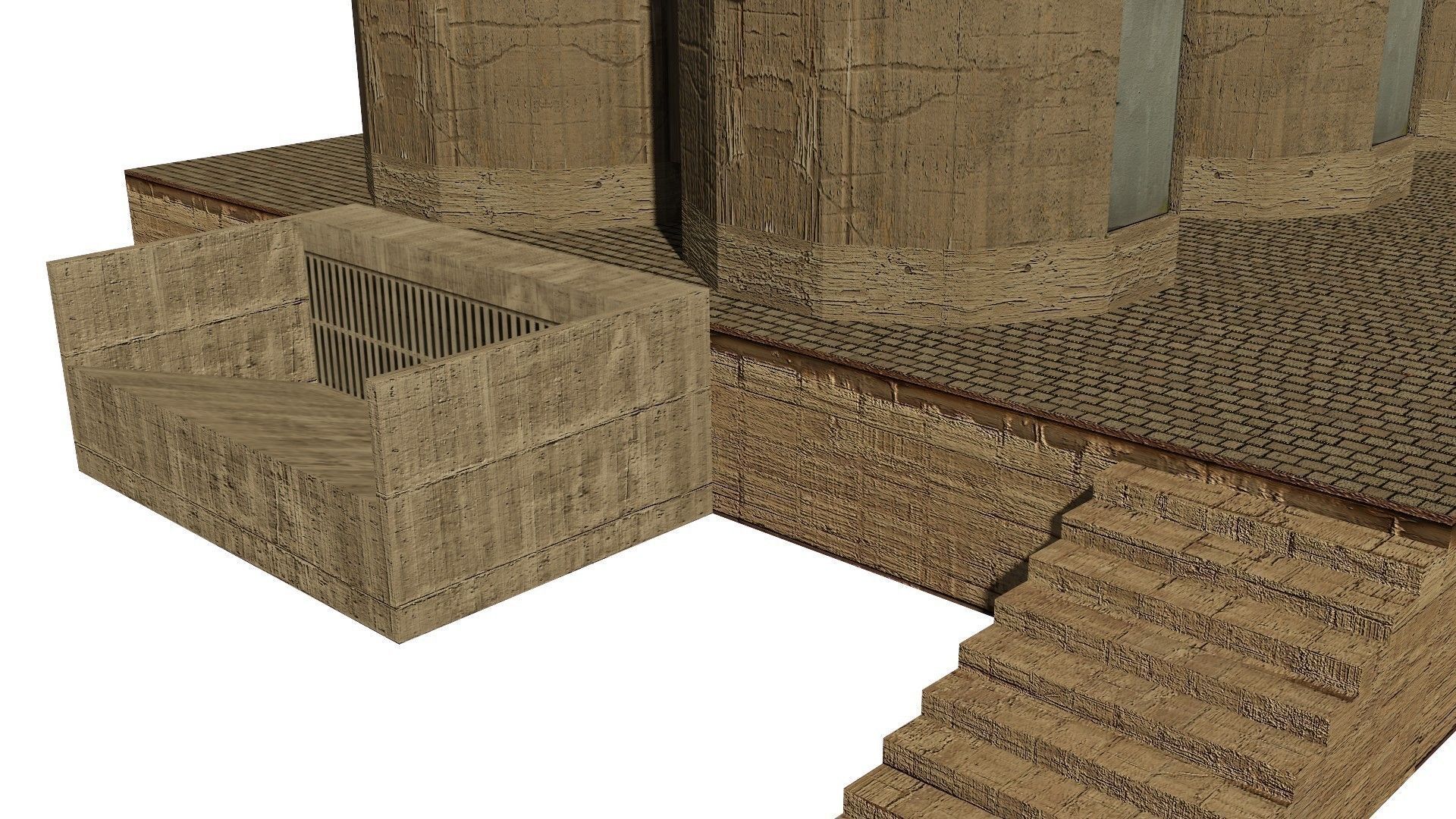 Silo grain Low-poly 3D model_10