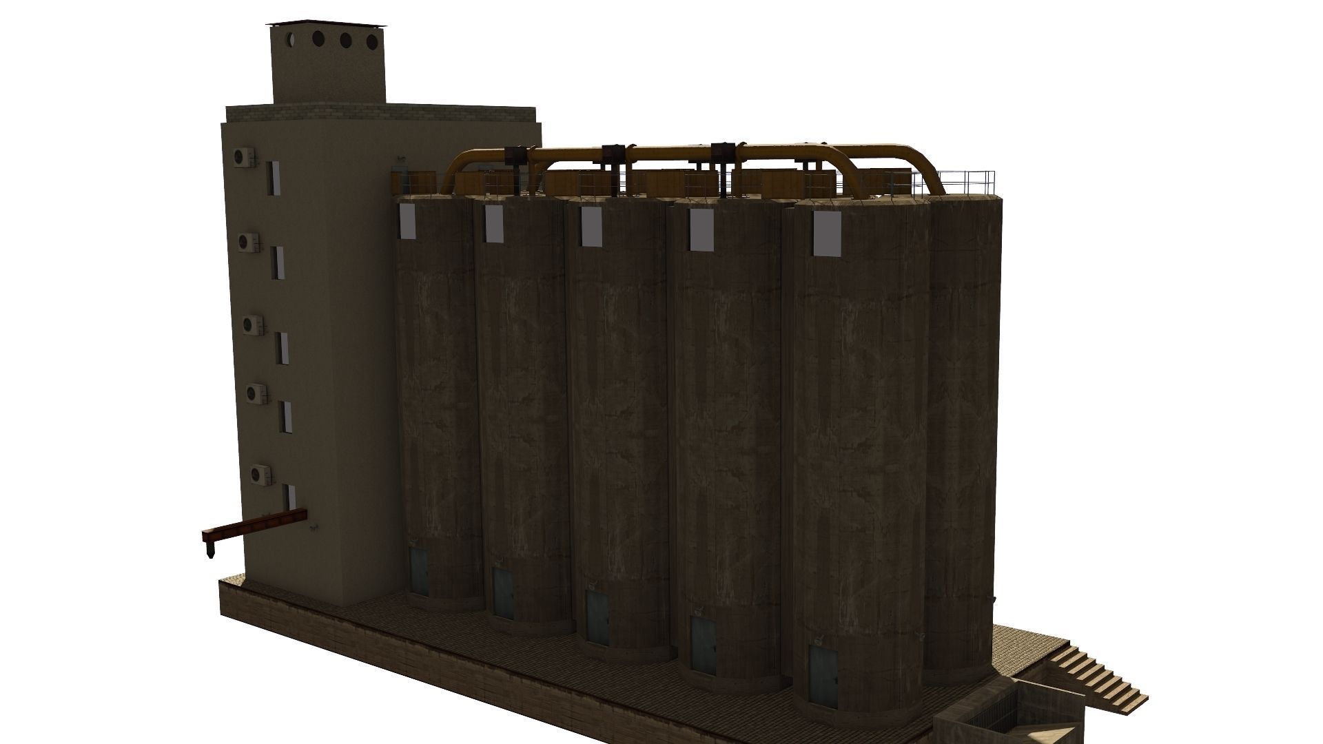 Silo grain Low-poly 3D model_8