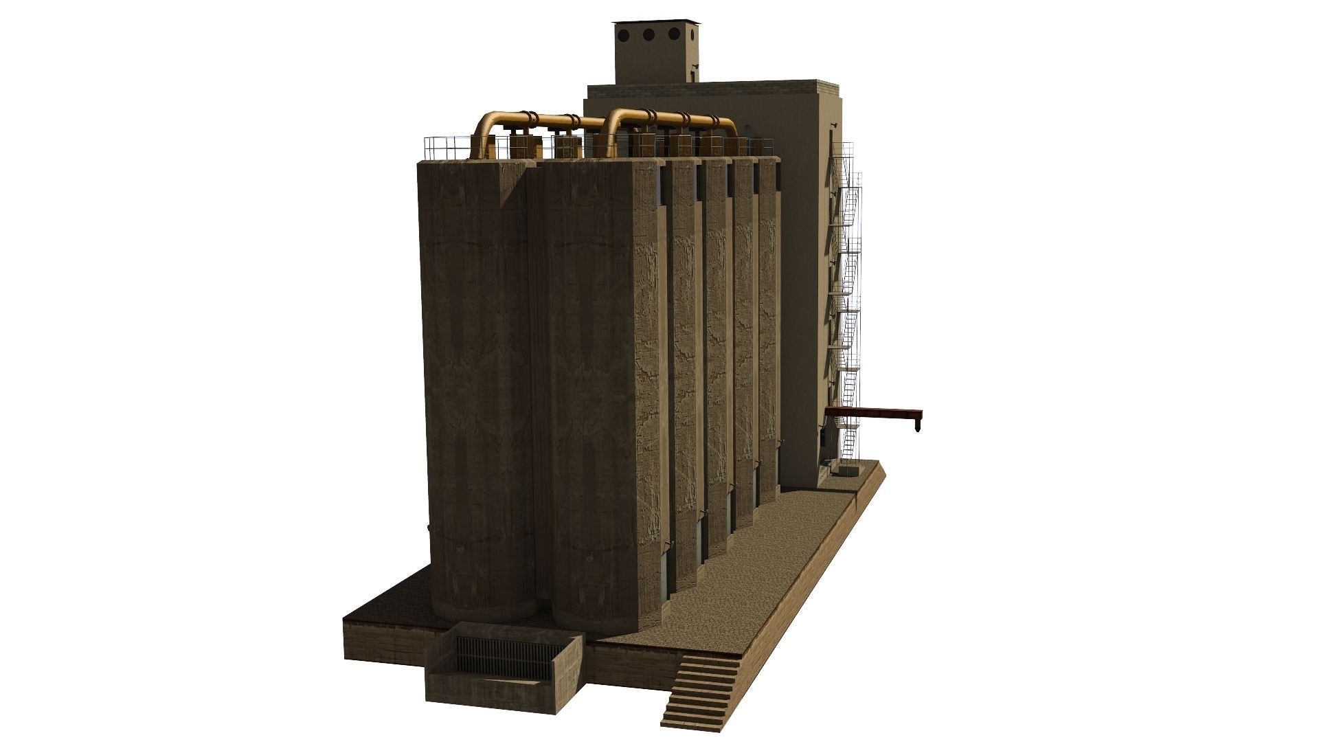 Silo grain Low-poly 3D model_1