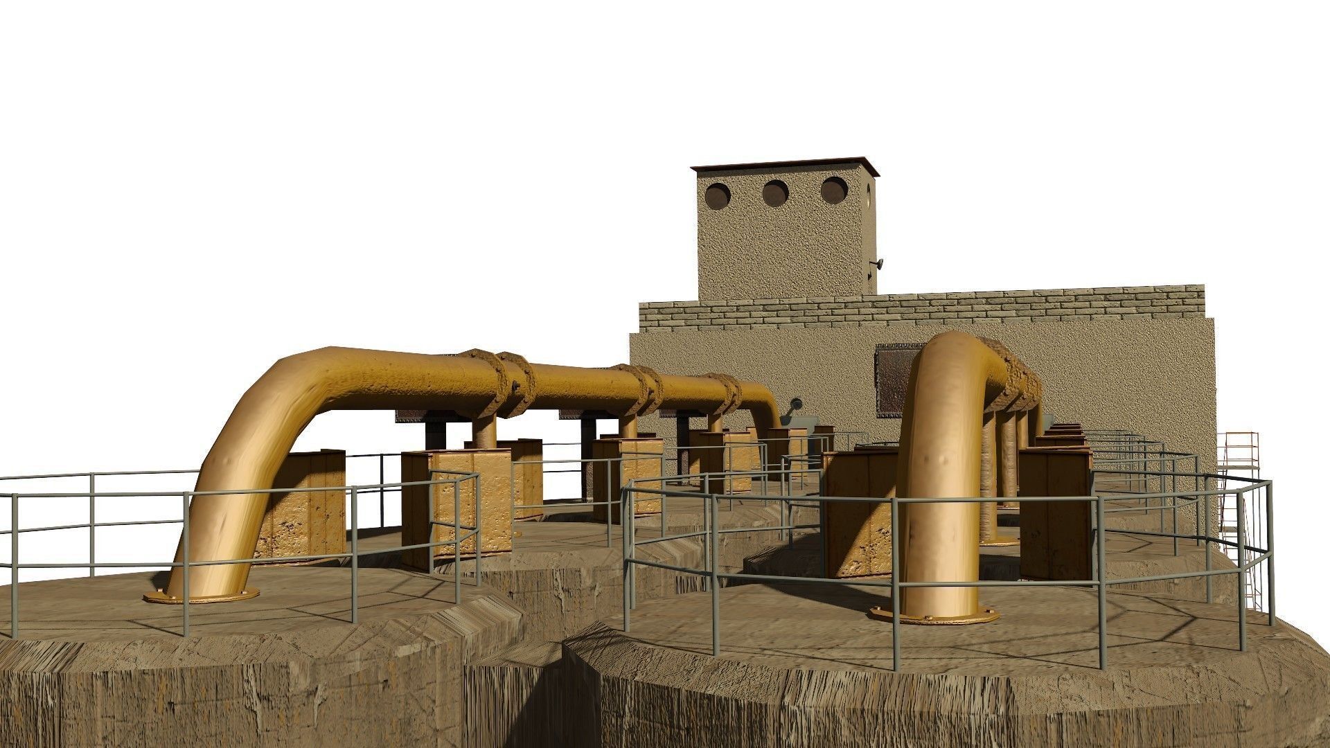 Silo grain Low-poly 3D model_7