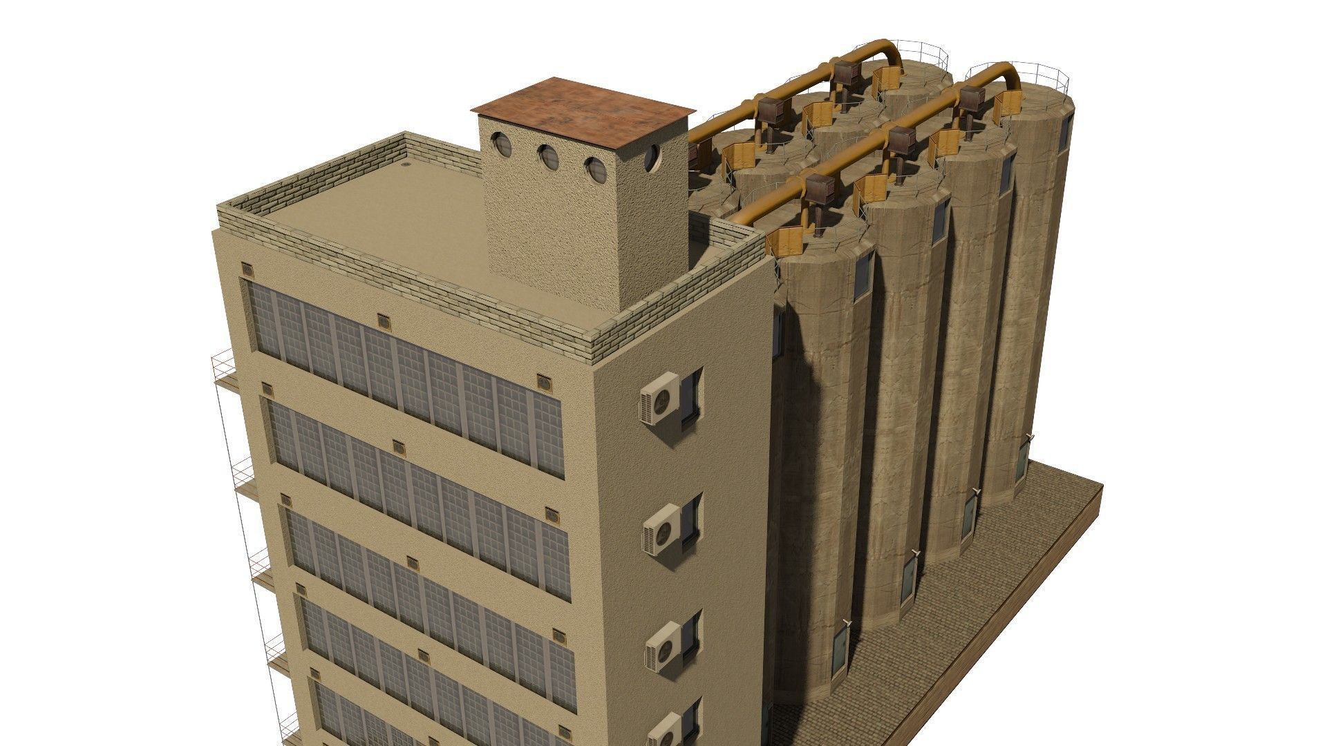 Silo grain Low-poly 3D model_12