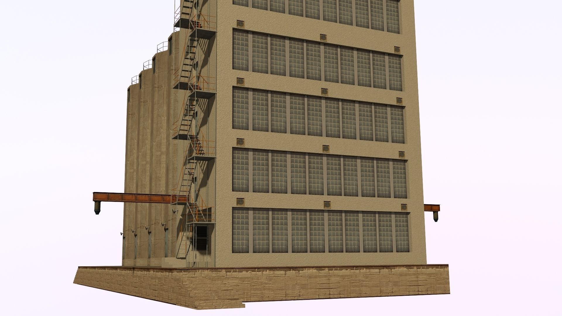Silo grain Low-poly 3D model_9