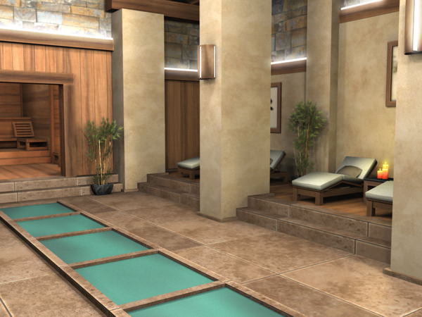 Spa Health Club Low Poly 3D model_4