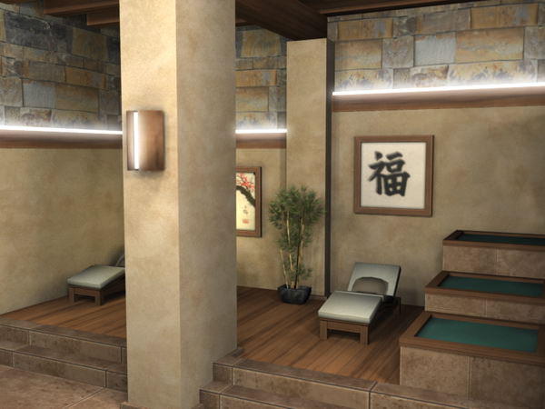 Spa Health Club Low Poly 3D model_5