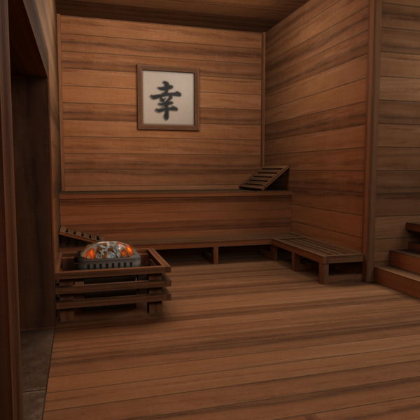 Spa Health Club Low Poly 3D model_7