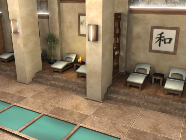 Spa Health Club Low Poly 3D model_6