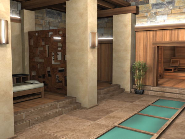 Spa Health Club Low Poly 3D model_3