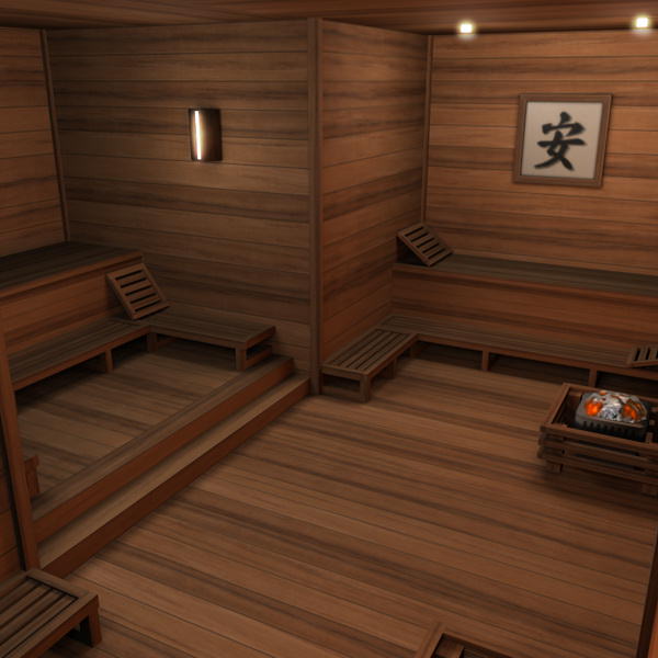 Spa Health Club Low Poly 3D model_9