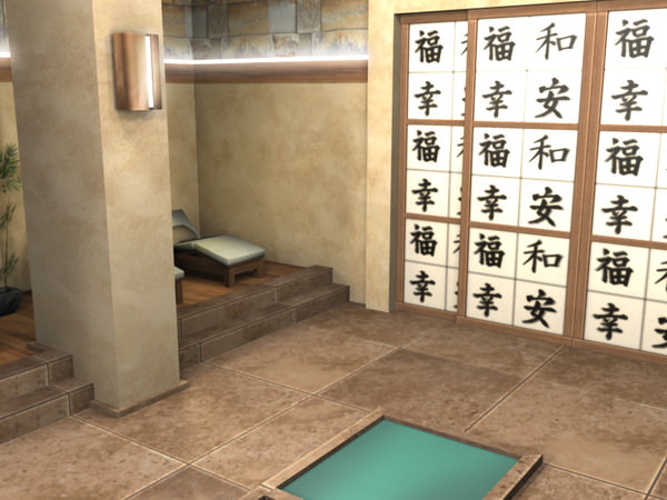 Spa Health Club Low Poly 3D model_1