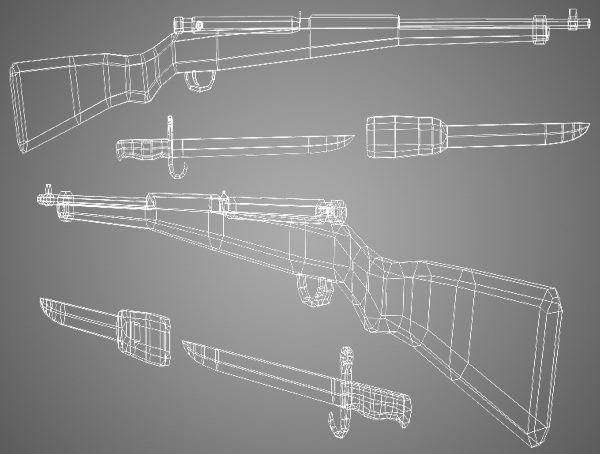 Arisaka Type 99 Rifle Low Poly 3D model_3