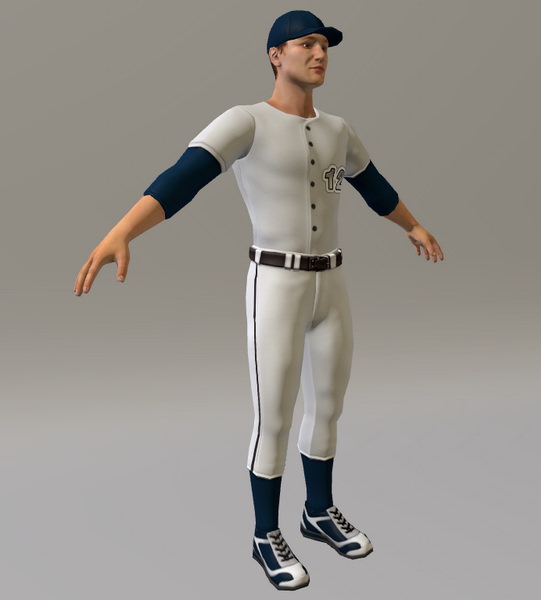 Baseball Player Male 3D model_3