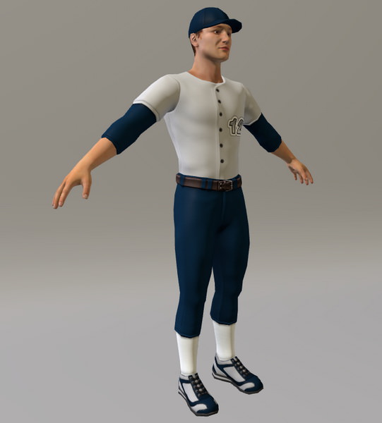 Baseball Player Male 3D model_1