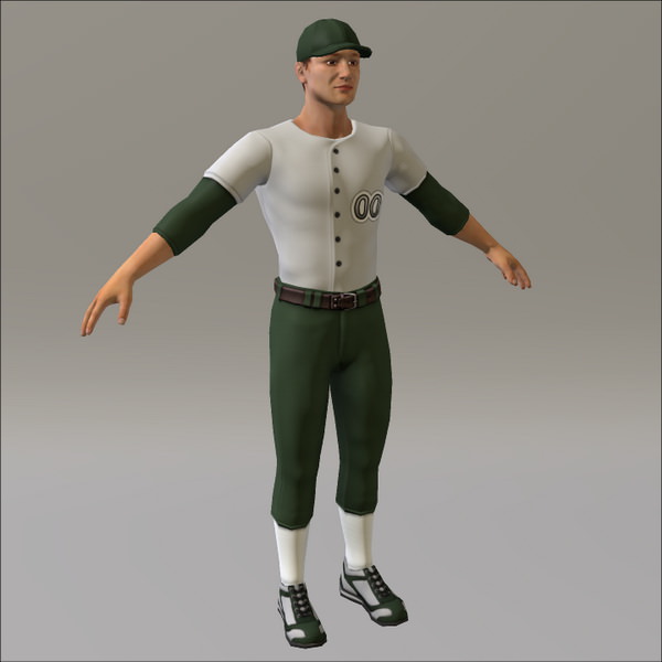 Baseball Player Male 3D model_4