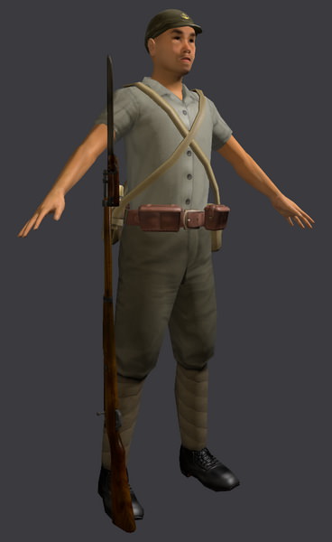 Japanese WWII SNLF Soldier Riged 3D model_13