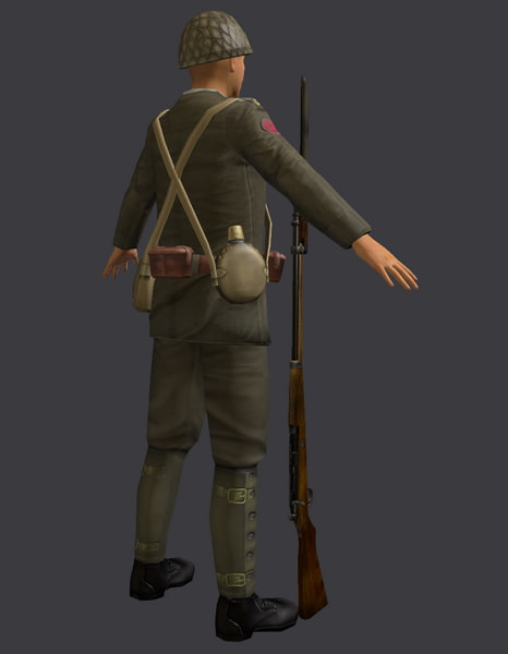 Japanese WWII SNLF Soldier Riged 3D model_10