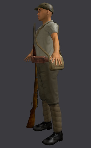 Japanese WWII SNLF Soldier Riged 3D model_12