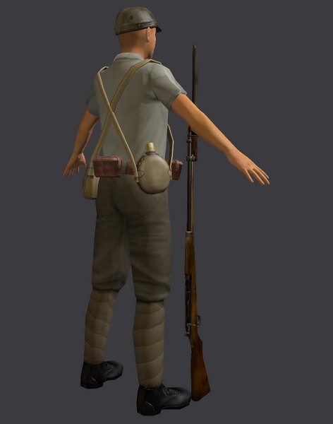 Japanese WWII SNLF Soldier Riged 3D model_14