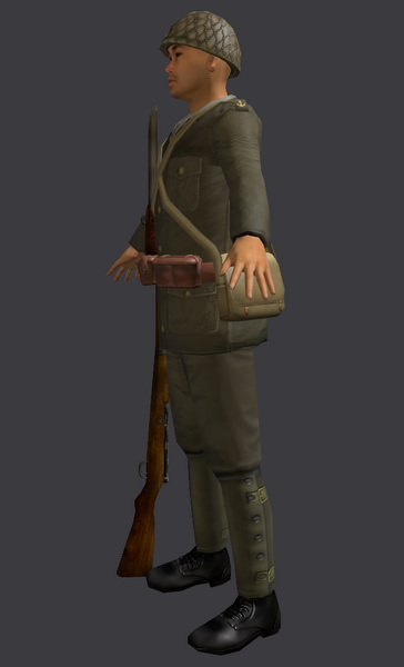 Japanese WWII SNLF Soldier Riged 3D model_3