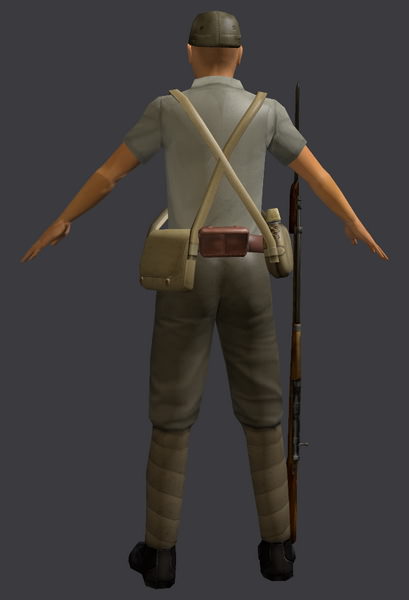 Japanese WWII SNLF Soldier Riged 3D model_6