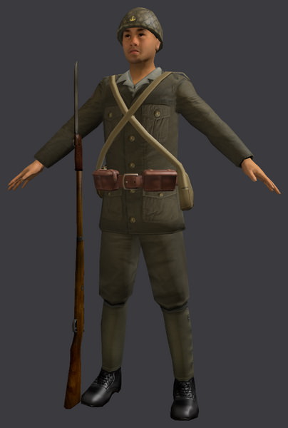 Japanese WWII SNLF Soldier Riged 3D model_15