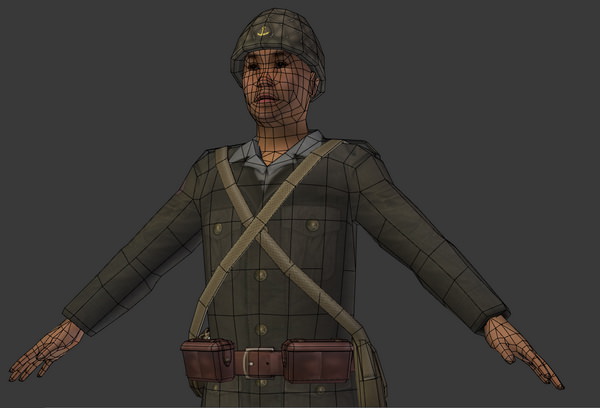Japanese WWII SNLF Soldier Riged 3D model_9