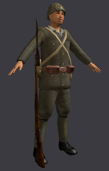 Japanese WWII SNLF Soldier Riged 3D model_20