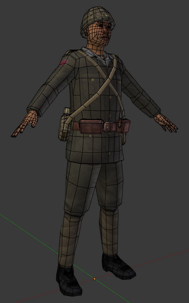 Japanese WWII SNLF Soldier Riged 3D model_5