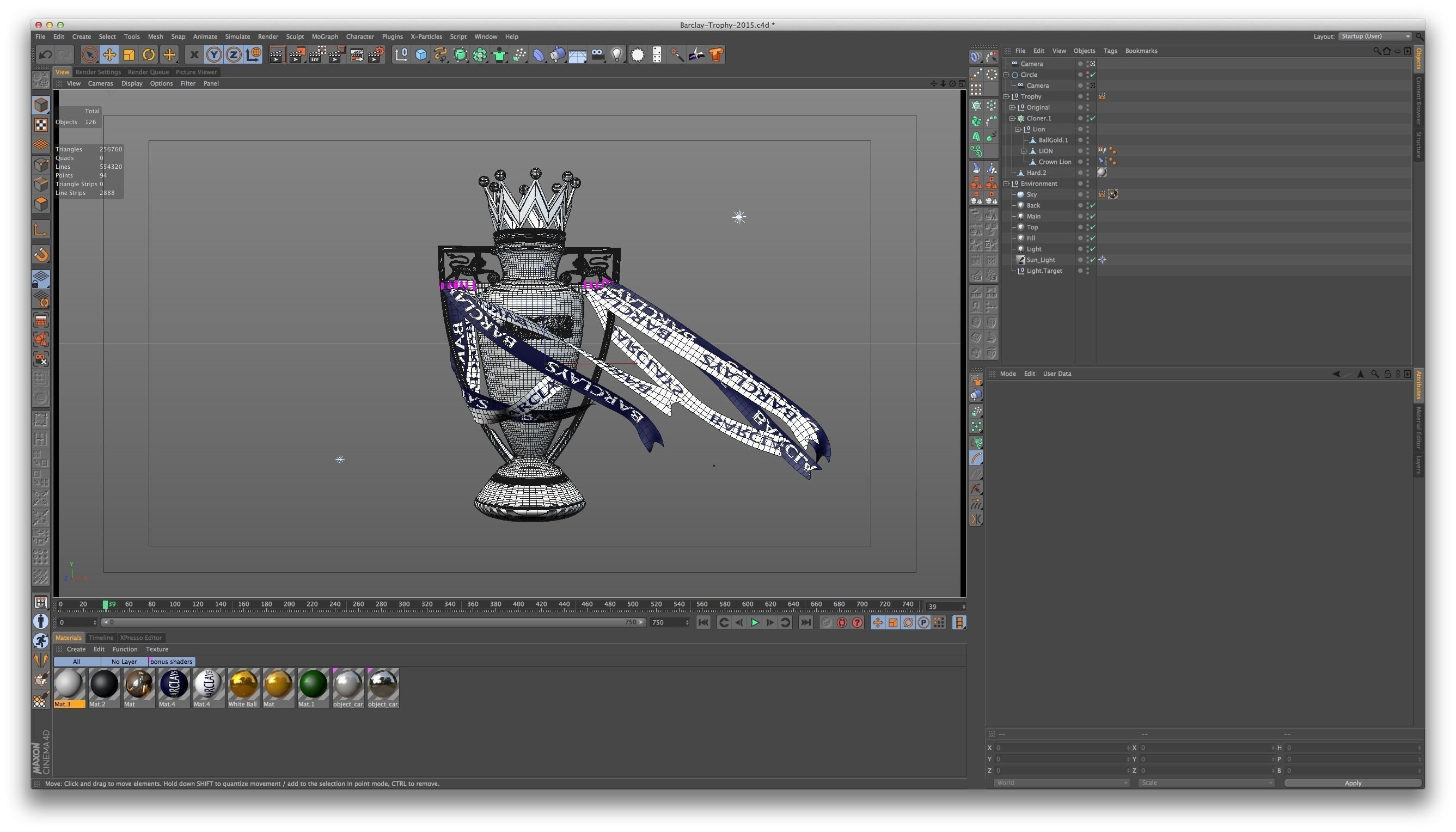 English Premier League Trophy 2015-2016 3D model_10