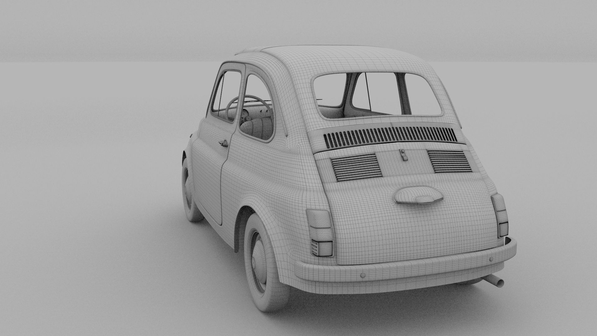Fiat 500D Nuova 1960 Low-poly 3D model_25