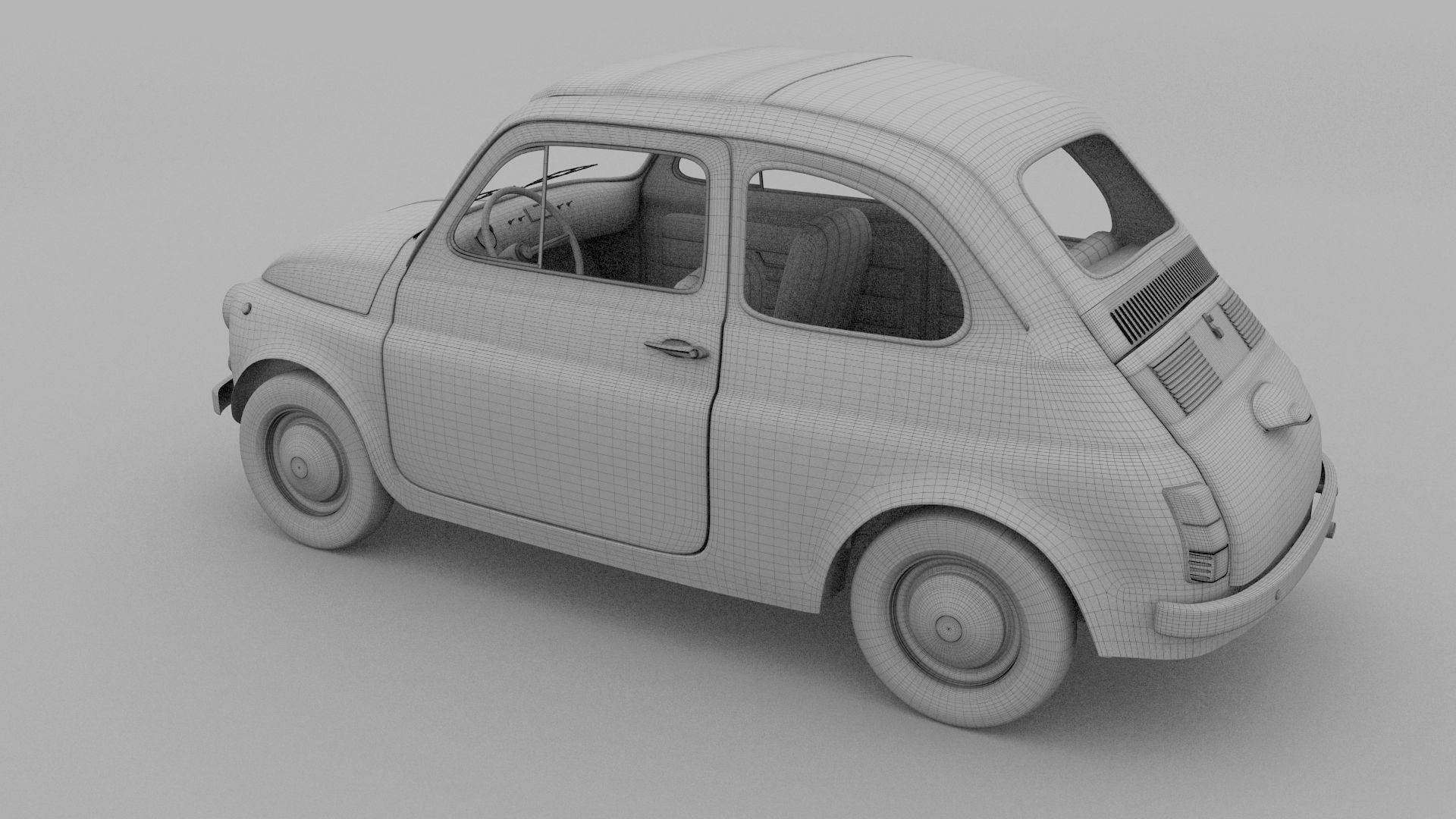 Fiat 500D Nuova 1960 Low-poly 3D model_27