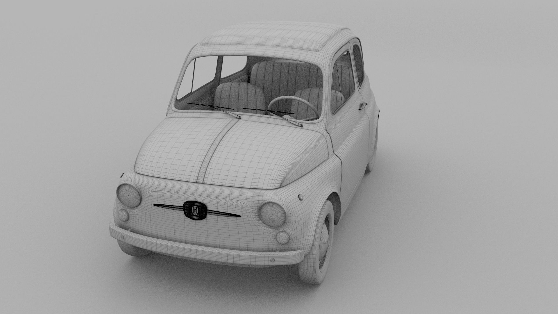 Fiat 500D Nuova 1960 Low-poly 3D model_23